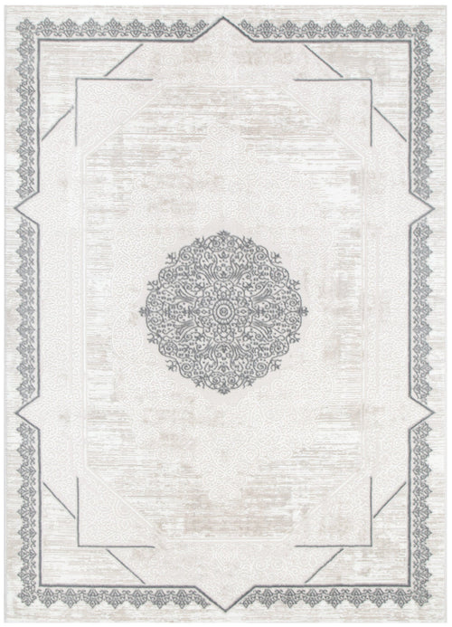 Adore Oriental Border Medallion Cream Grey Rug