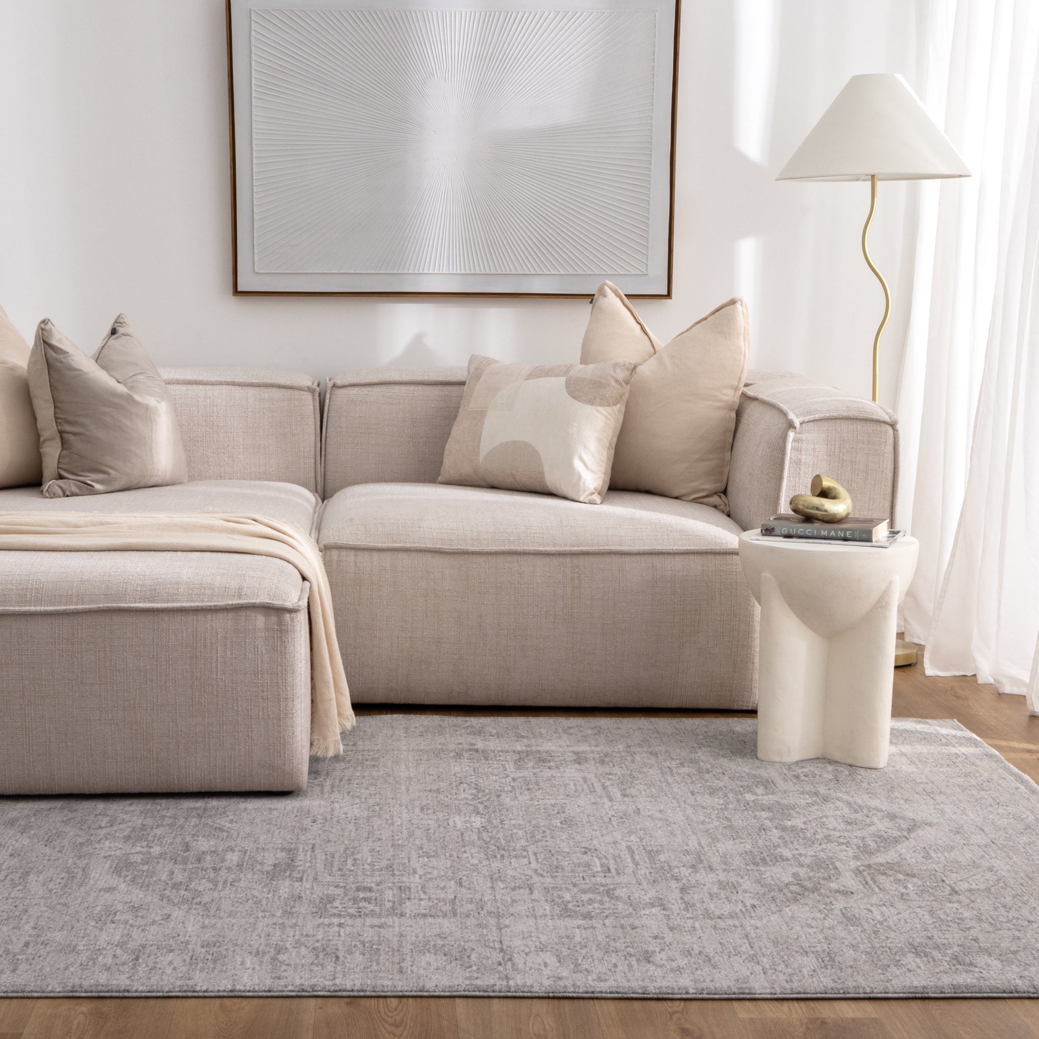 Legacy Distressed Medallion Grey Rug