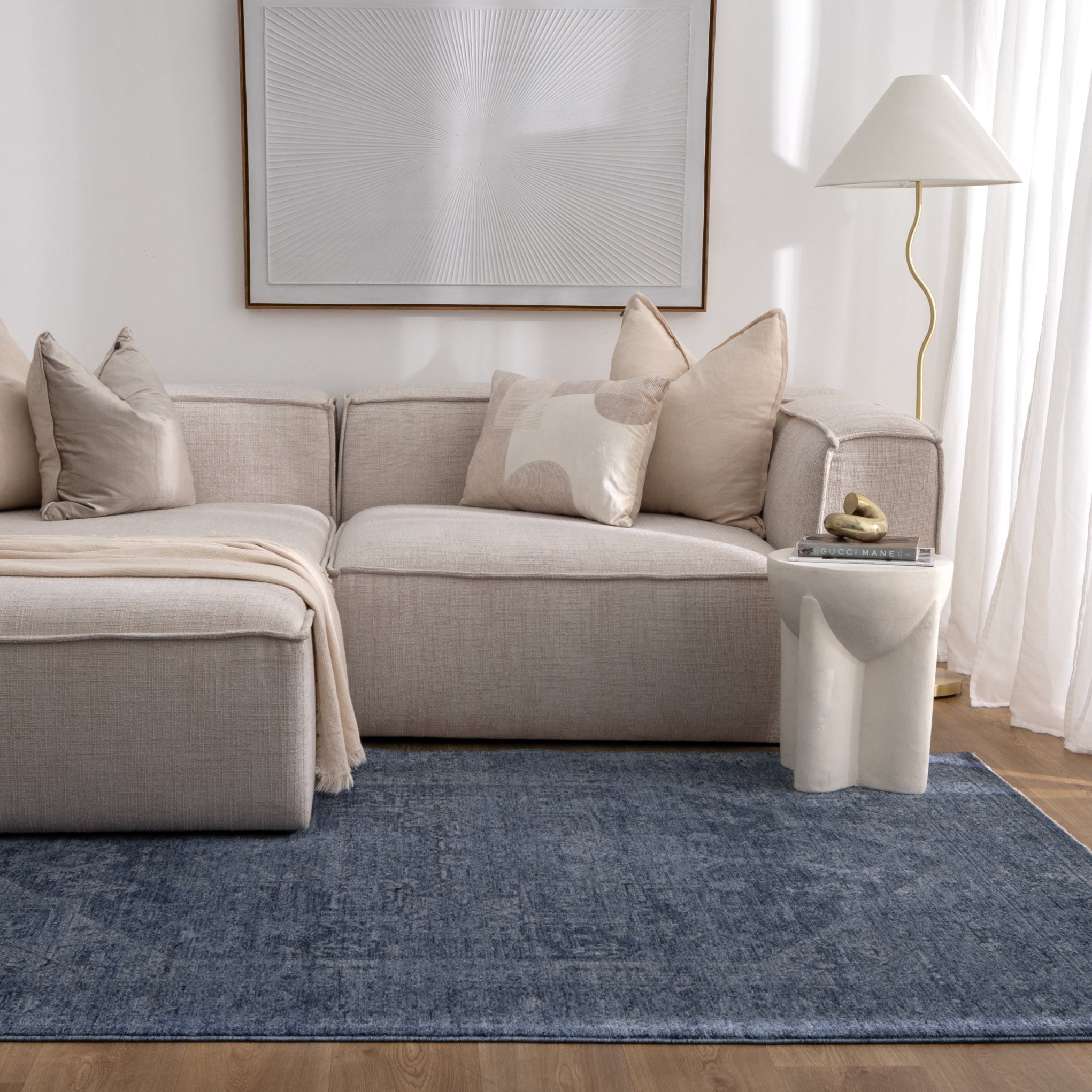 Legacy Distressed Medallion Blue Rug