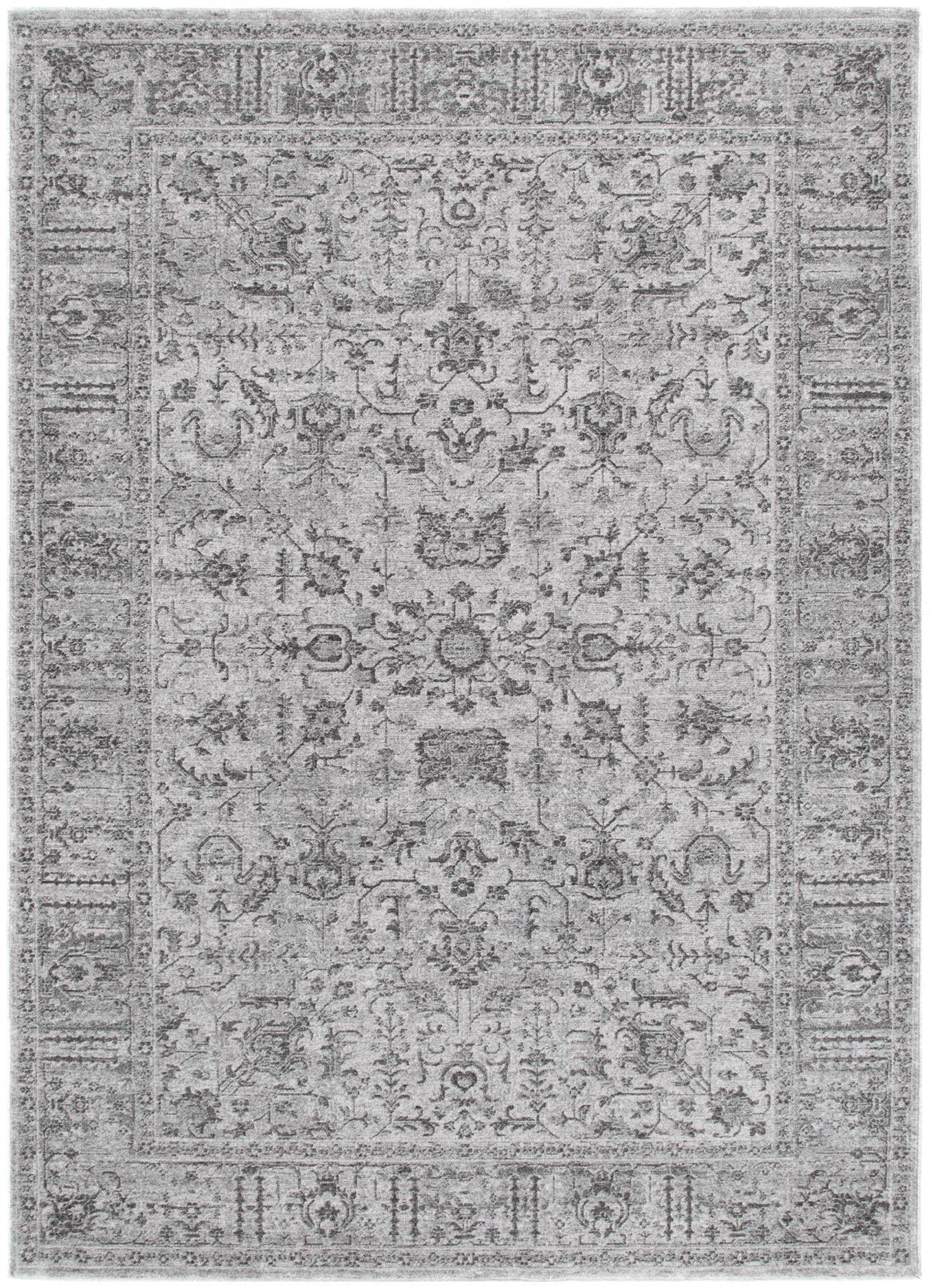 Legacy Distressed Border Grey Rug