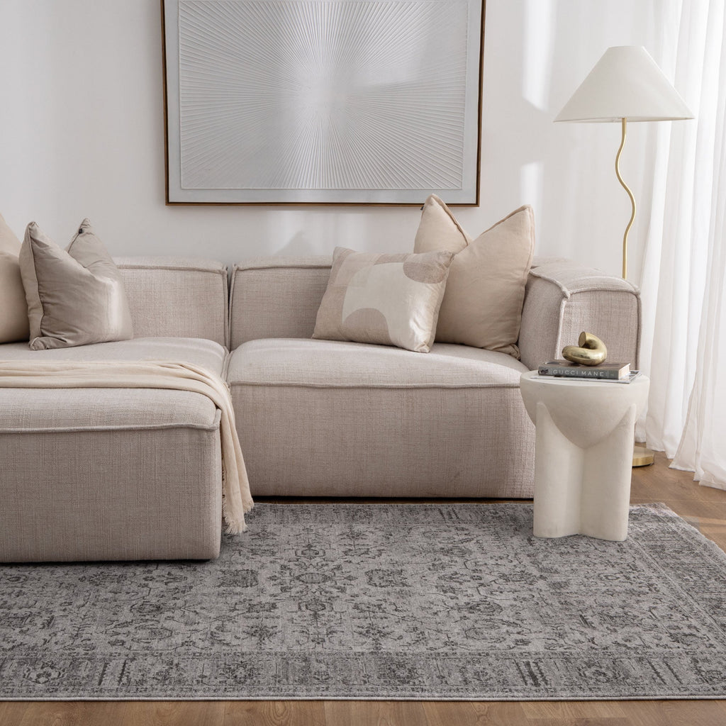 Legacy Distressed Border Grey Rug