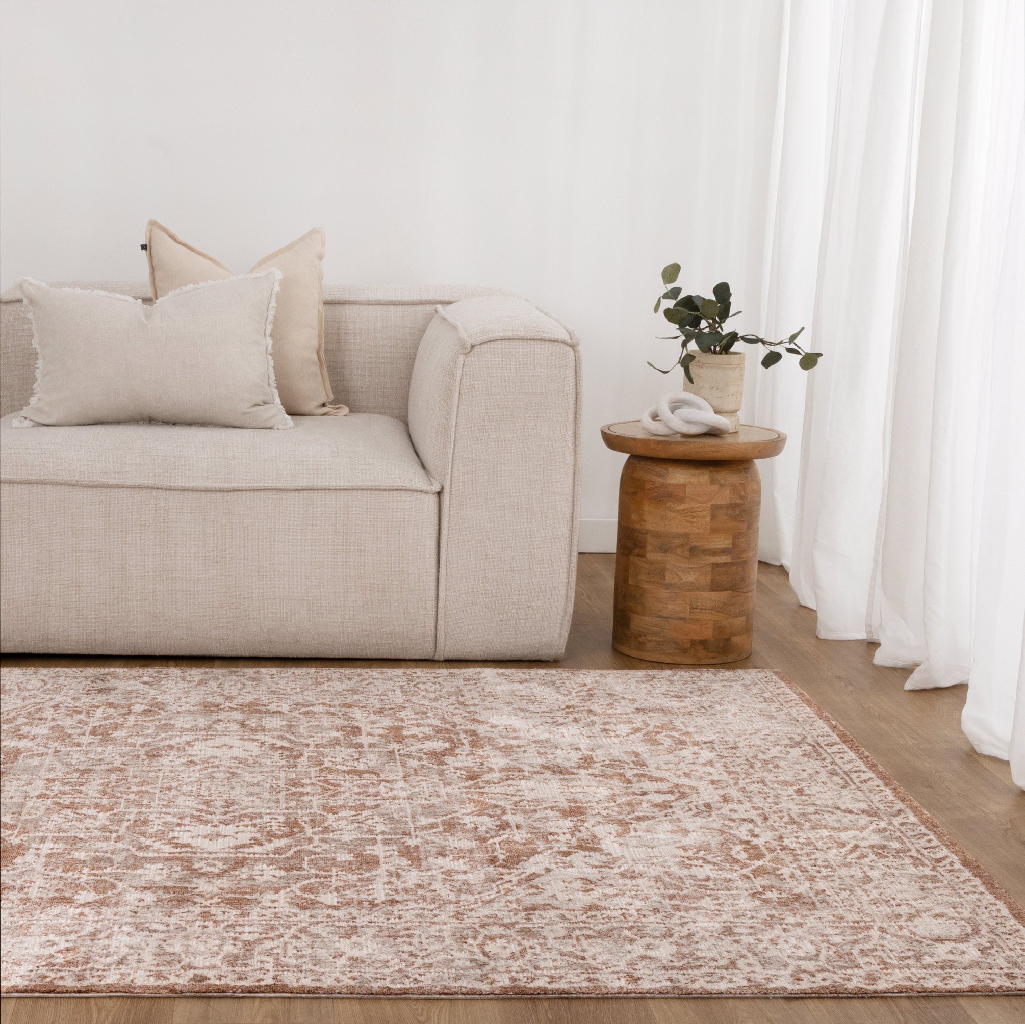 Solace Beige & Rust Distressed Vintage Rug